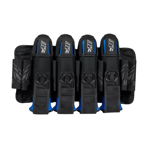 HK Army Eject Harness Blackout 4+3 paintball pod pack on white background.