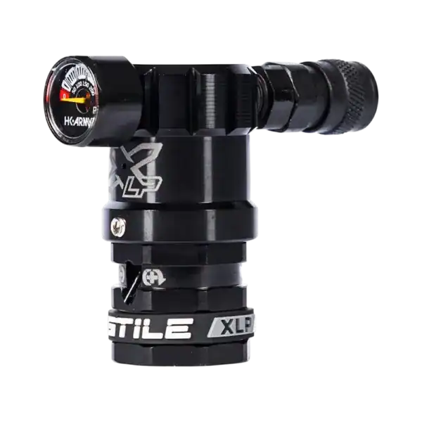 Hostile XLP Regulator Side Port Black adjustable airsoft and paintball regulator.