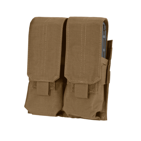 Condor Double M4 Mag Pouch in Tan for paintball tactical loadouts.
