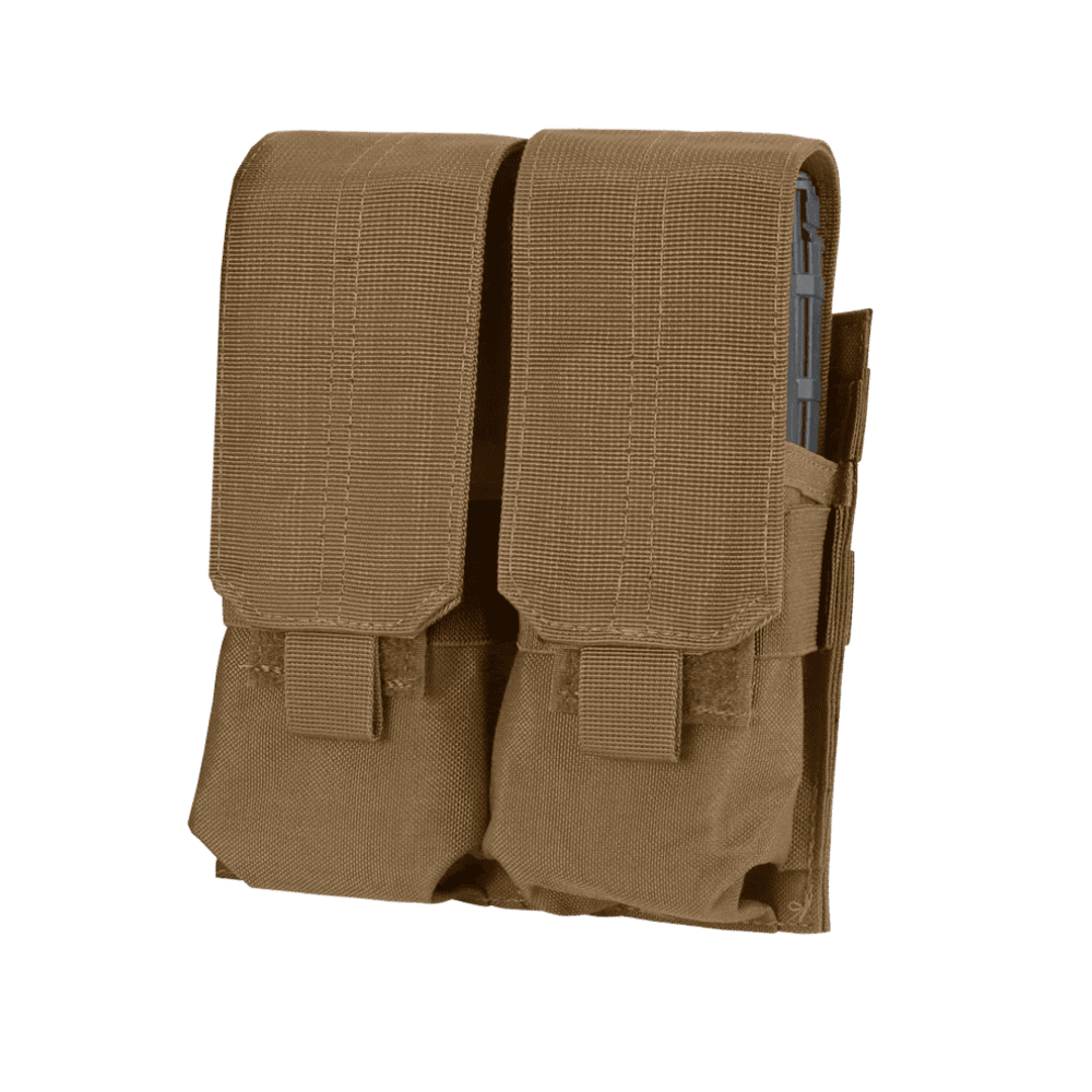 Condor Double M4 Mag Pouch in Tan for paintball tactical loadouts.