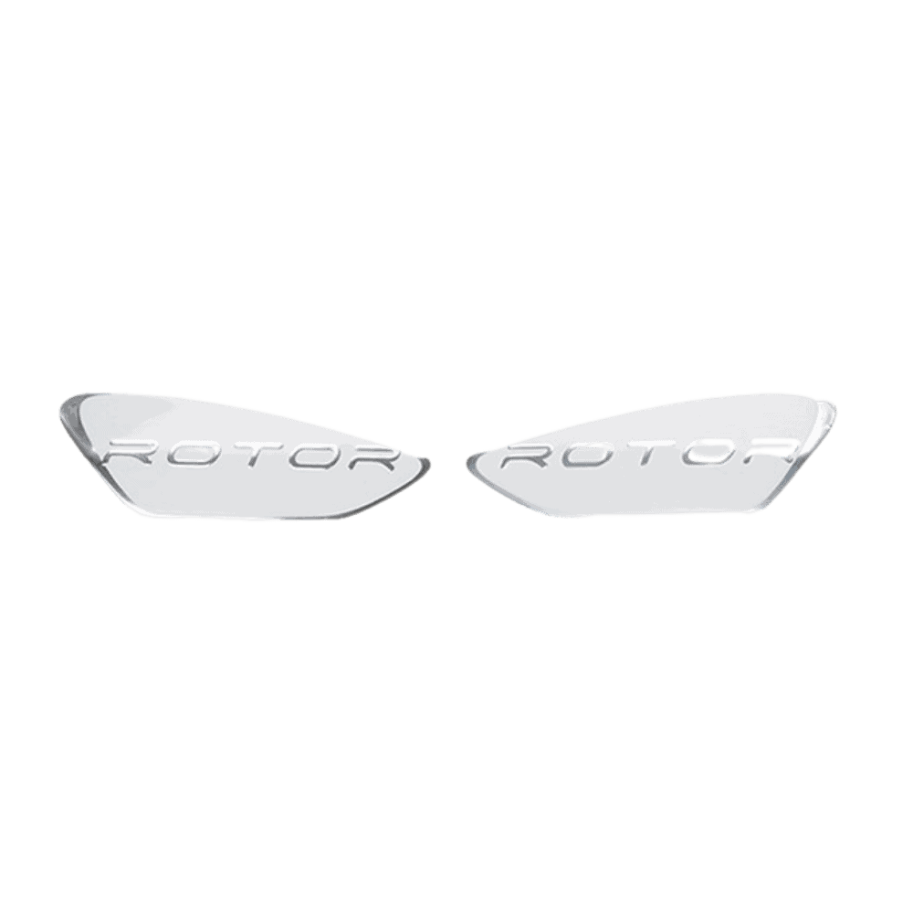 DYE Rotor Bottom Shell Logo White replacement paintball loader decals from WC Marker.