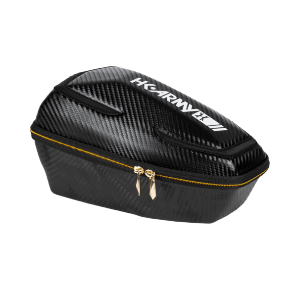 HK Army Exo Paintball Loader Case Black with Gold Zipper protective hardshell hopper storage bag
