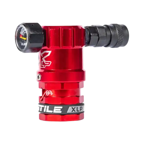 Hostile XLP Regulator Side Port Red adjustable airsoft and paintball regulator.