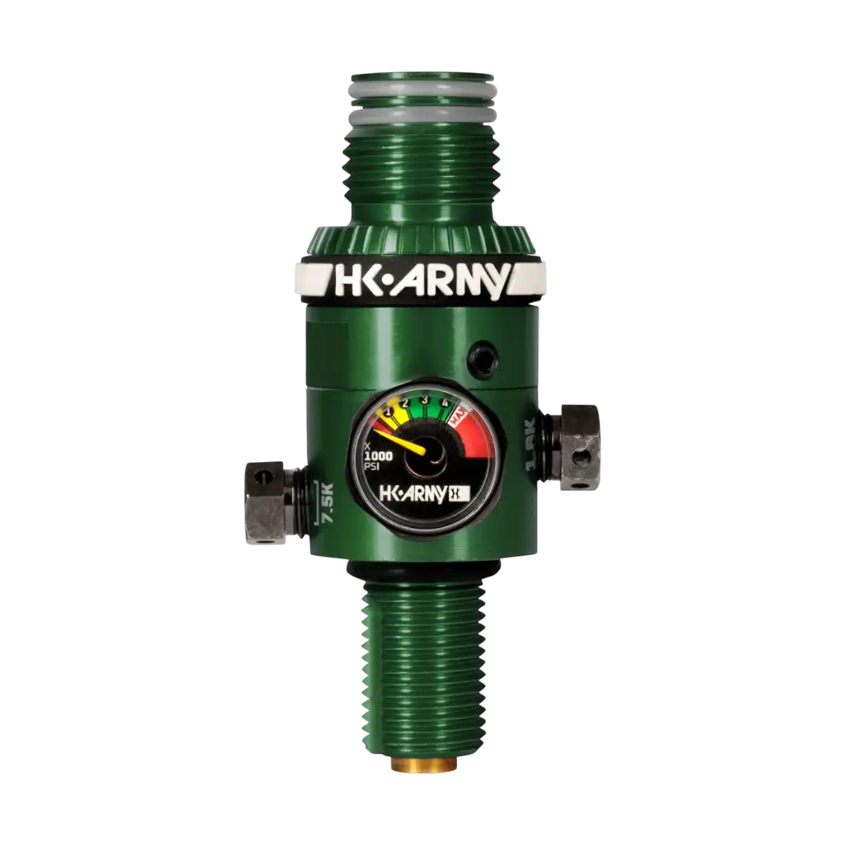 HK Army HP8 Regulator Green 800psi compressed air paintball regulator on a white background.