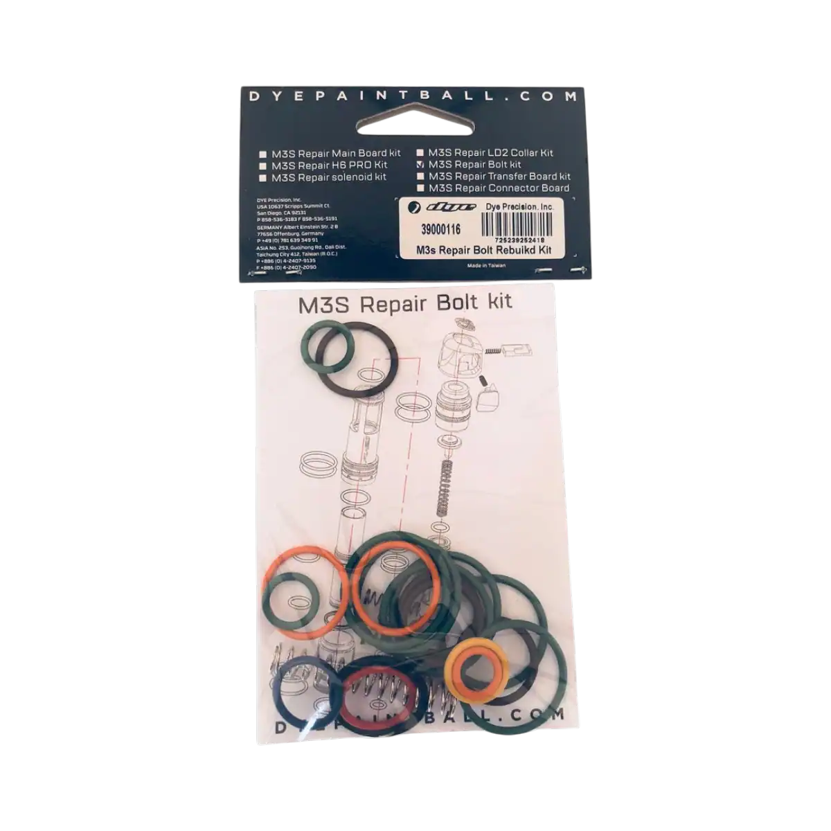 DYE M3s Repair Bolt Rebuild Kit brand new factory sealed paintball marker maintenance parts pack.