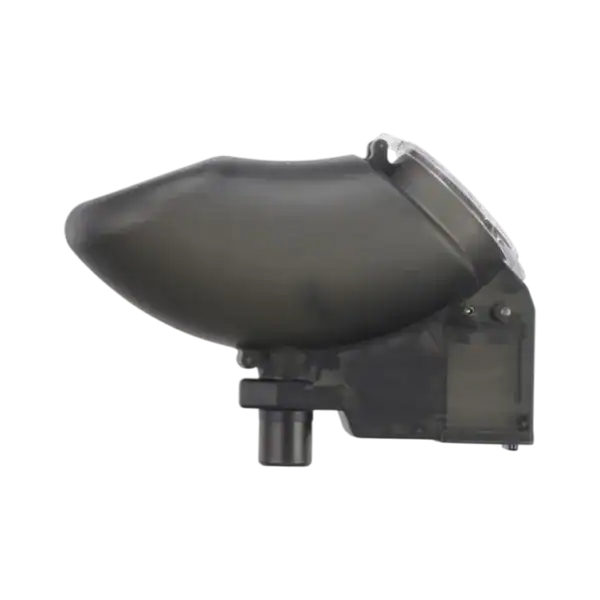 JT Revolution Loader Smoke electronic agitating paintball hopper with spring loaded flip cap.