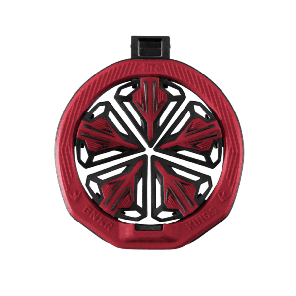 Virtue NTR Speed Feed in Red installed on a paintball loader.