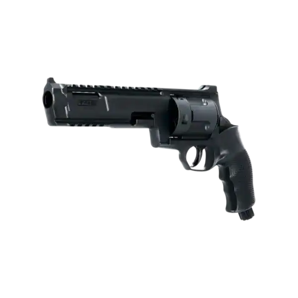 T4E TR68 Revolver GEN2 16 Joule black paintball marker side profile.